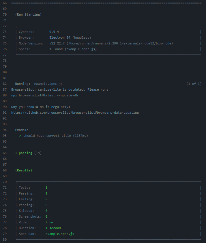 E2E test run logs